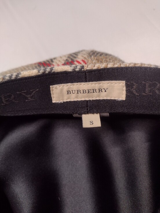 Burberry Casquette Wool Check Women Hat Cap Plaid Small Tan Gray